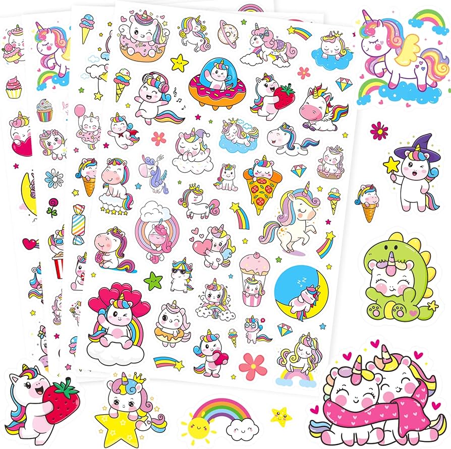 Photo 1 of Cute Unicorn Stickers Party Favors 820 Counts Girly Rainbow Magical Unicorn Stickers Decal Water Bottle 3 pack