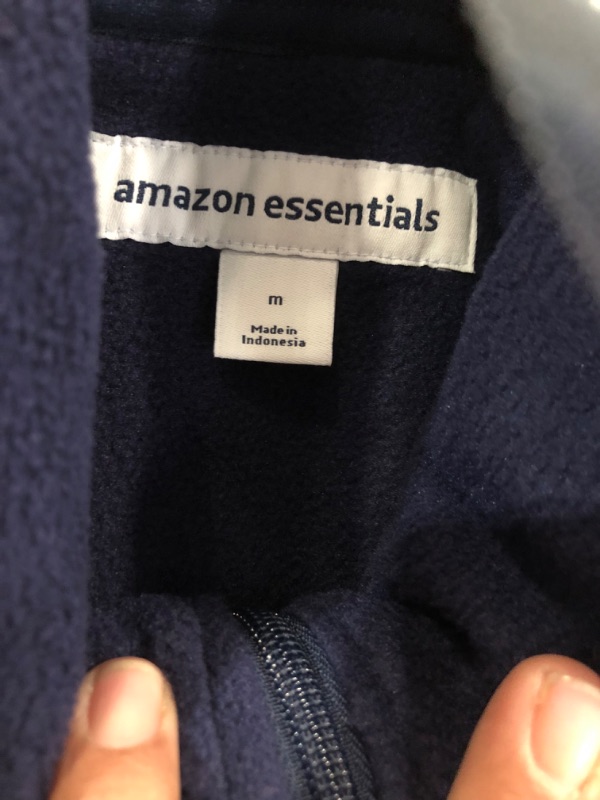 Photo 4 of Amazon Essentials Men's Full-Zip Fleece Jacket (Available in Big & Tall) Polyester Black Navy Color Block Medium