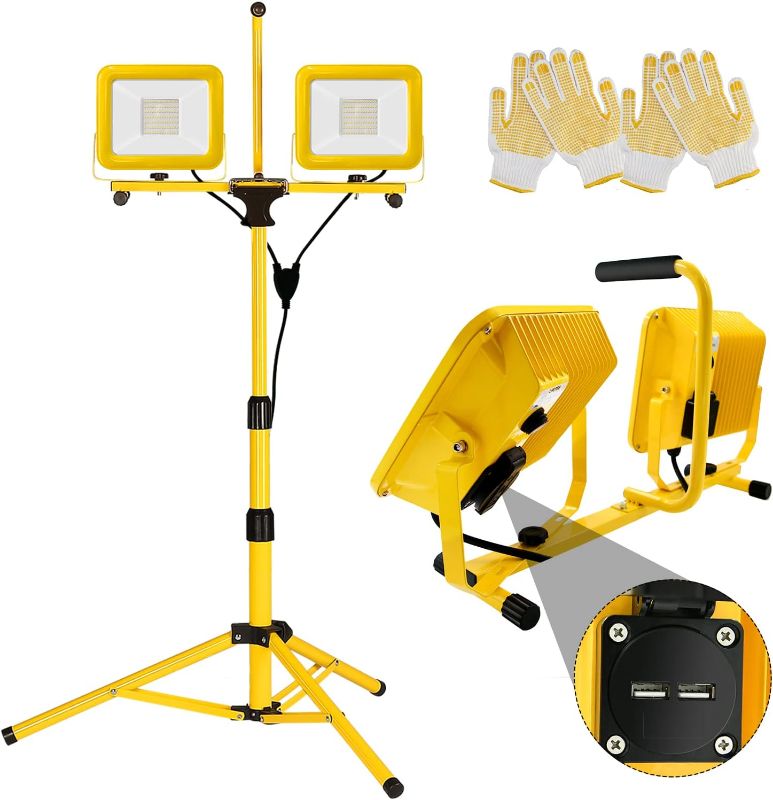 Photo 1 of LHOTSE LED Work Light with Stand,18000LM Dual Head LED Work Light