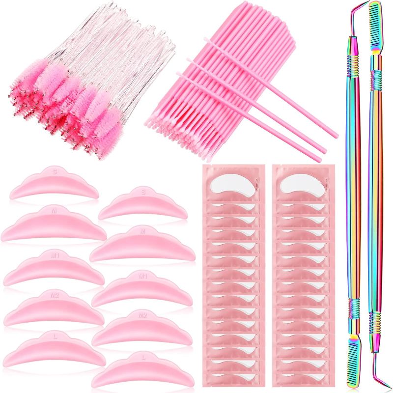 Photo 1 of Camillash 242PCS Lash Lift Tools,2 Stainless Eyelash Separator 50 Pairs Eye Lash Pads 20 Y Comb, 20 Lashlift Silicone Rods and Shields,50 Mascara Brushes 100 Disposable Micro Brush Lash Curlers Kits