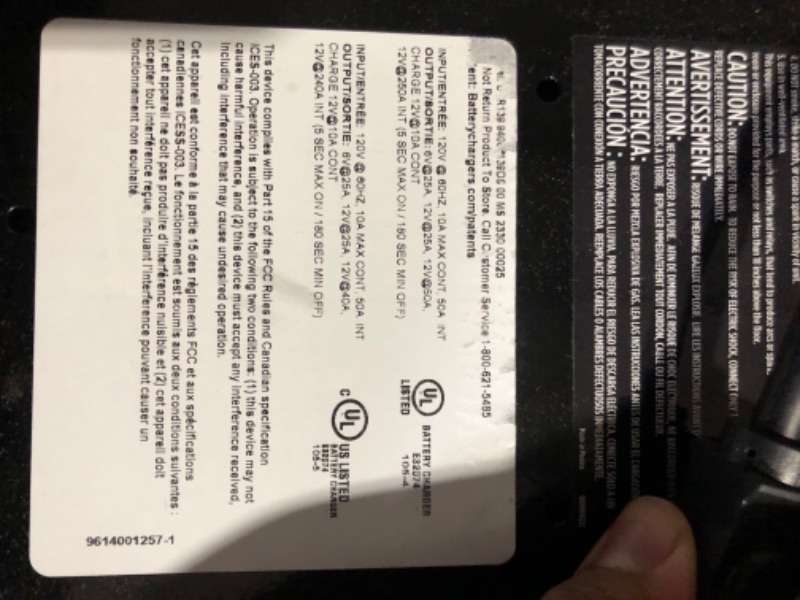 Photo 9 of *MINOR DAMAGE THROUGHOUT ITEM FROM USAGE*
Schumacher DSR139 225/50/25/10 Amp 6/12V Manual Wheel Charger