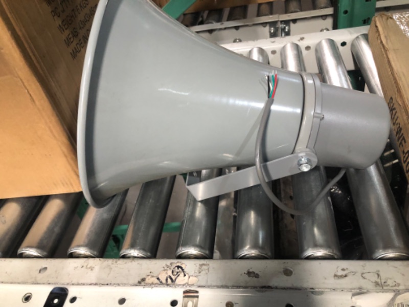 Photo 1 of **damaged**Indoor Outdoor PA Horn Speaker - 11 Inch 30-Watt Power Compact Loud Sound Megaphone w/ 400Hz-5KHz Frequency, 8 Ohm, 70V Transformer, Mounting Bracket, For 70V Audio System - Pyle PHSP121T