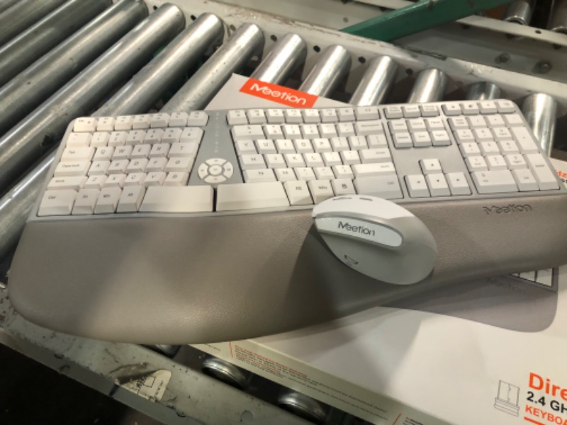 Photo 3 of MEETION Ergonomic Wireless Keyboard and Mouse, Ergo Keyboard with Vertical Mouse,