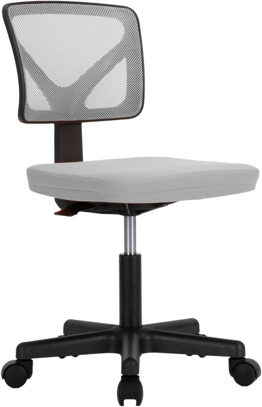 Photo 1 of Home Office Desk Chair, Ergonomic Armless Chair,Height Adjustable Low-Back Mesh Chair, Computer Task Chair Swivel Rolling with Lumbar Support,Grey
