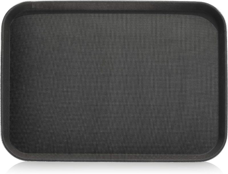 Photo 1 of New Star Foodservice 25279 Restaurant Grade Non-Slip Tray, Plastic, Rubber Lined, Rectangular, 16-Inch x 22-Inch, Black
