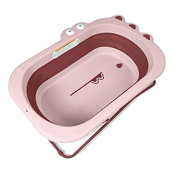 Photo 1 of Beberoad Love Collapsible Baby Bathtub Toddler Bathtub Portable Travel Baby Bath Tub for Newborn/Infant/Toddler Height-Adjustable Baby Bathtub Cayman Pink