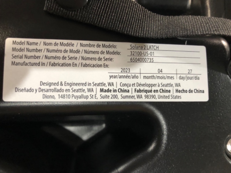 Photo 4 of Diono Solana 2 XL, Dual Latch Connectors, Lightweight Backless Belt-Positioning Booster Car Seat, 8 Years 1 Booster Seat, Black 2019 LATCH Connect Single Black