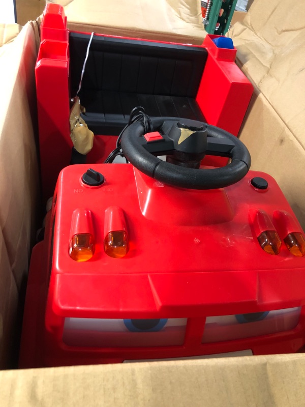 Photo 1 of Kid Trax Real Rigs Toddler Fire Truck Interactive Ride On Toy, Kids Ages 1.5-4 Years, 6 Volt Battery and Charger, Sound Effects, Red