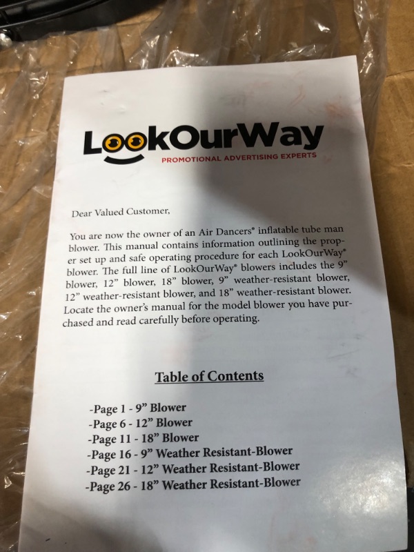 Photo 3 of LookOurWay Weather-Resistant Air Dancers Inflatable Tube Man 1 HP Blower for Sky Dancers (18" Diameter)