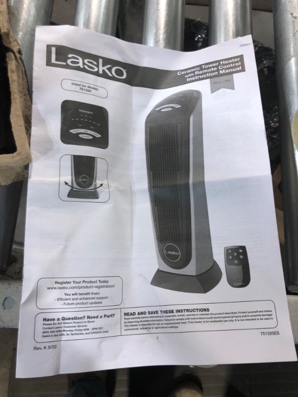 Photo 3 of **no heat**Lasko Products Lasko 1500 Watt 2 Speed Ceramic Oscillating Tower Heater with Remote