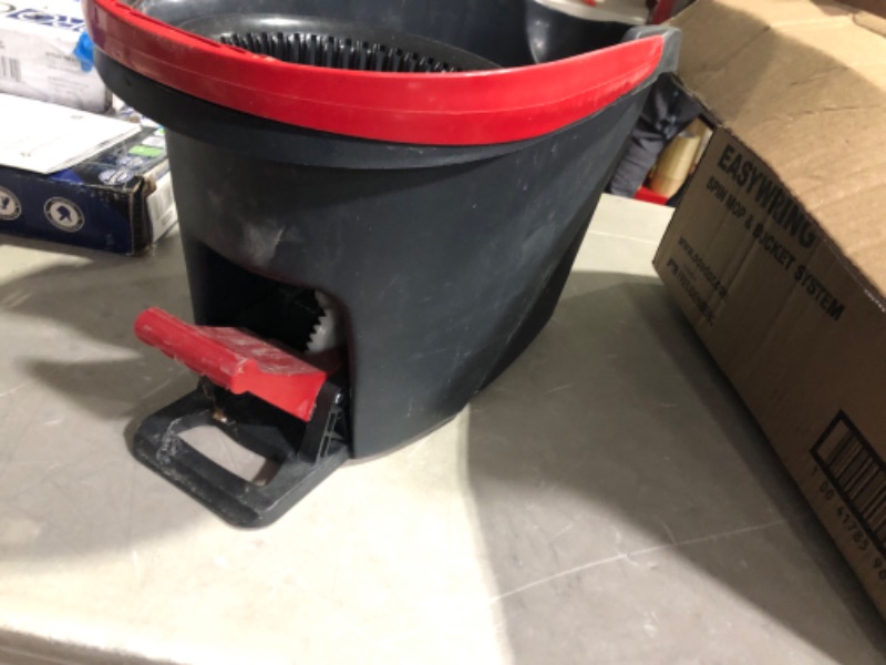 Photo 4 of **no mop handle**O-Cedar EasyWring Microfiber Spin Mop, Bucket Floor Cleaning System, Red, Gray Spin Mop & Bucket