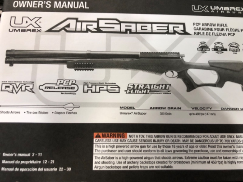 Photo 4 of * important * read notes *
Umarex AirSaber PCP Powered Arrow Gun Air Rifle with 3 Carbon Fiber Arrows Air Gun Only