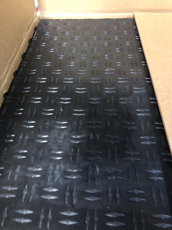 Photo 4 of IncStores 1/2 Inch Thick Grid-Loc Interlocking Garage Floor Tiles | Plastic Flooring for a Stronger and Safer Garage, Workshop, Shed, or Trailer | Diamond-Top, Midnight Black, 48 Pack 48 - 12"x12" Tiles Midnight Black