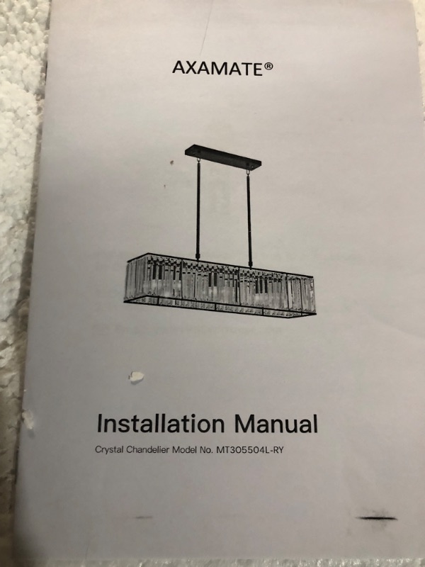 Photo 4 of Axamate Vintage Rectangular Crystal Chandelier 4 Lights Industrial Kitchen Pendant Lighting Rectangle Farmhouse Island Light Fixture for Dining Room, Kitchen, Dining Table, Black Finished Black for Sloped Ceiling