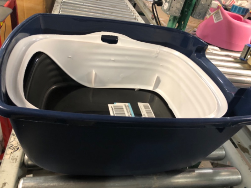 Photo 4 of **no scoop**IRIS USA Open-Top Cat Litter Box with Shield and Scoop, Navy