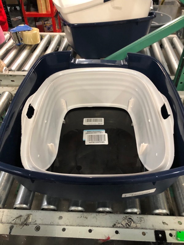 Photo 3 of **no scoop**IRIS USA Open-Top Cat Litter Box with Shield and Scoop, Navy