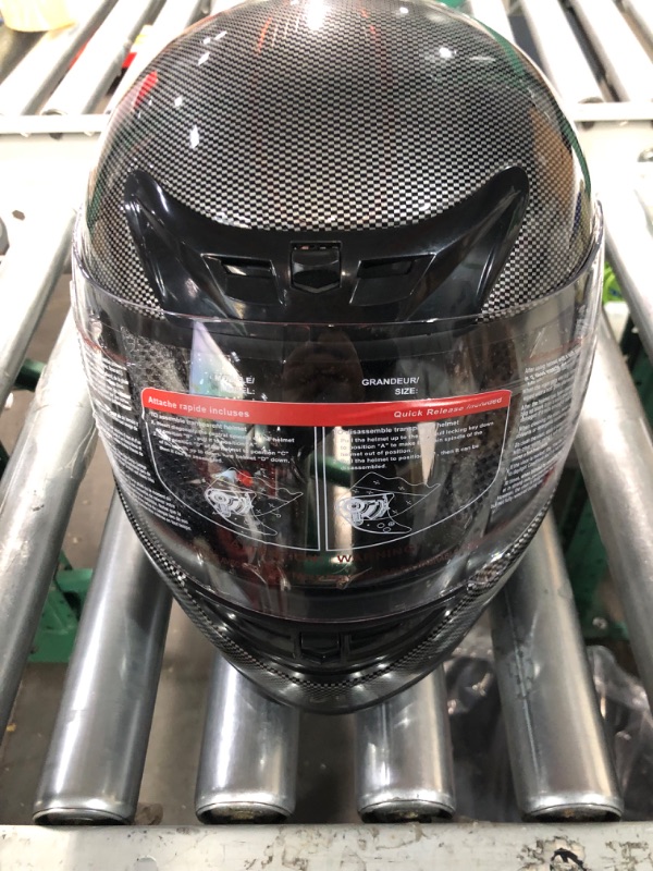 Photo 3 of **missing part***TCT-MT DOT Adult Helmet Carbon Fiber Full Face Street Bike Flip Up Motorcycle Shockproof Helmet (XL)