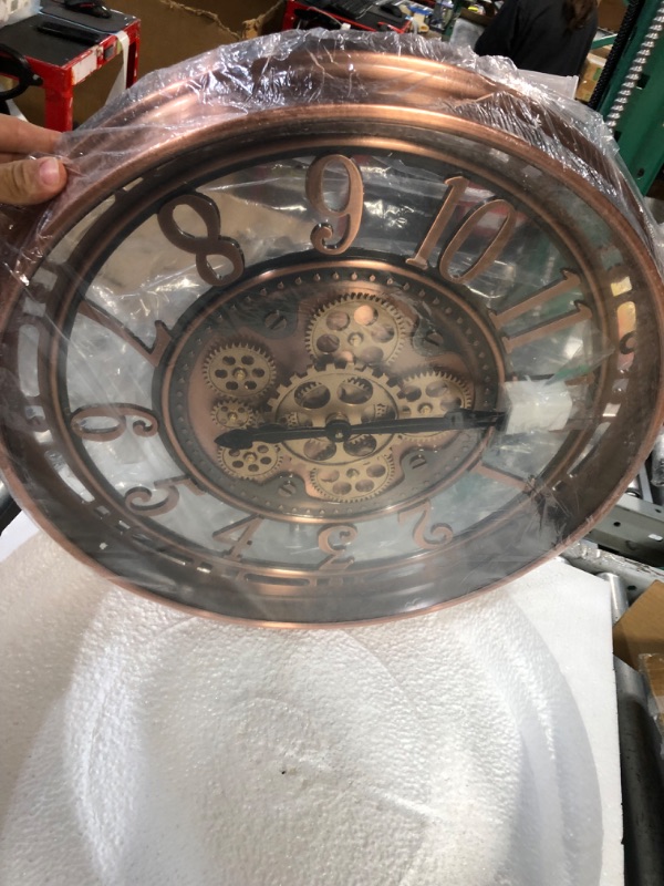 Photo 2 of **NONREFUNDABLE**FOR PARTS OR REPAIR**SEE NOTES**
DORBOKER Real Moving Gears Wall Clock  21 Inch Red Copper 