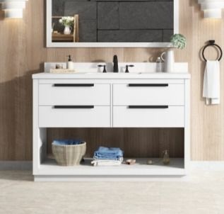 Photo 1 of **See Notes**Origin 21 Beecham 48-in White Undermount Single Sink Bathroom Vanity with White Engineered Stone Top
