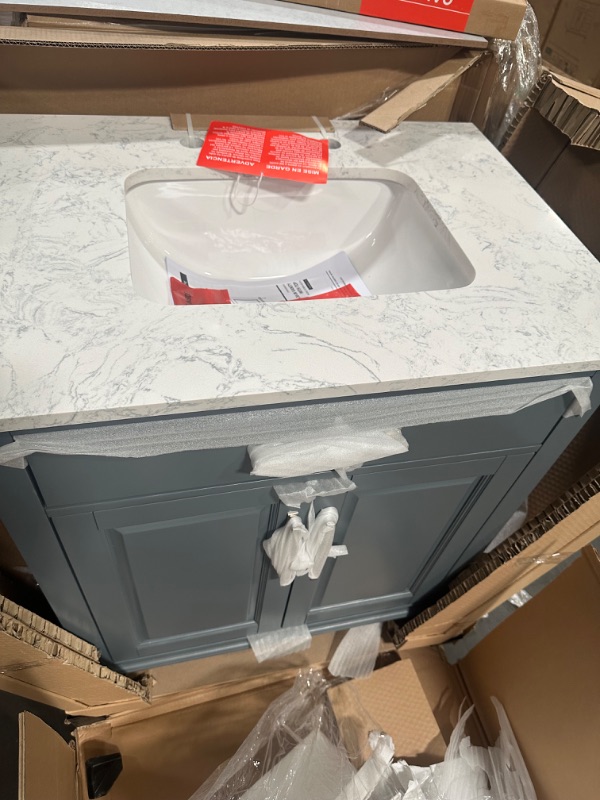 Photo 2 of [READ NOTES]
allen + roth Brookview 30-in Slate Blue Undermount Single Sink Bathroom Vanity with Carrara Engineered Marble Top