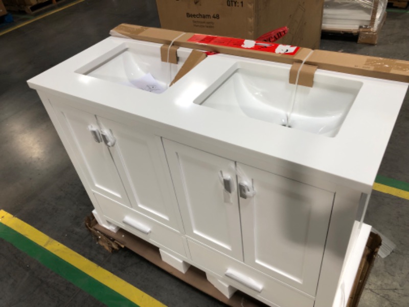 Photo 5 of **See notes**allen + roth Ronald 48-in White Undermount Double Sink Bathroom Vanity with White Engineered Stone Top
