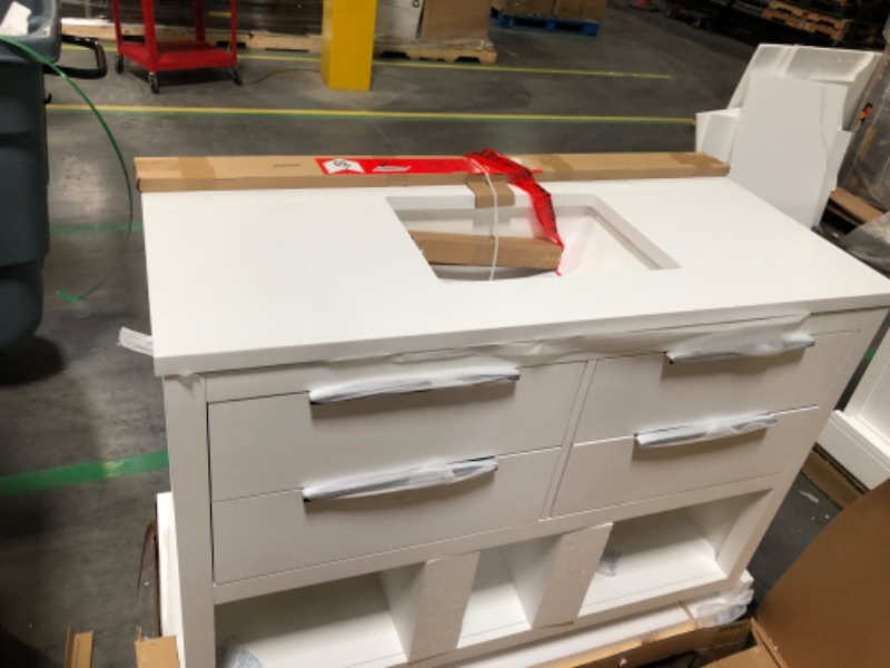 Photo 3 of **See notes**allen + roth Ronald 48-in White Undermount Double Sink Bathroom Vanity with White Engineered Stone Top
