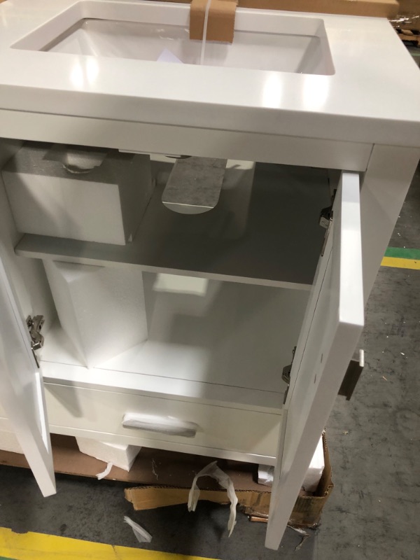 Photo 1 of **See notes**allen + roth Ronald 48-in White Undermount Double Sink Bathroom Vanity with White Engineered Stone Top
