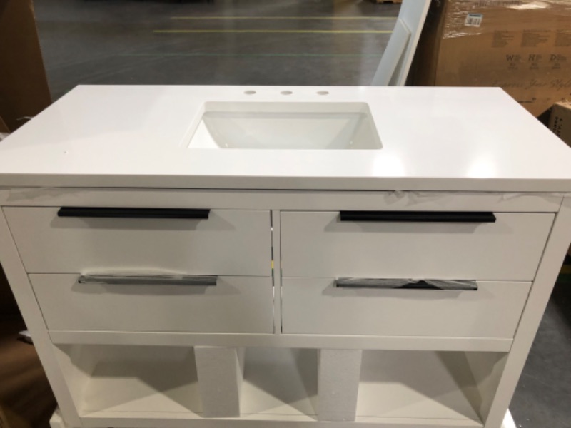 Photo 2 of **See Notes**Origin 21 Beecham 48-in White Undermount Single Sink Bathroom Vanity with White Engineered Stone Top
