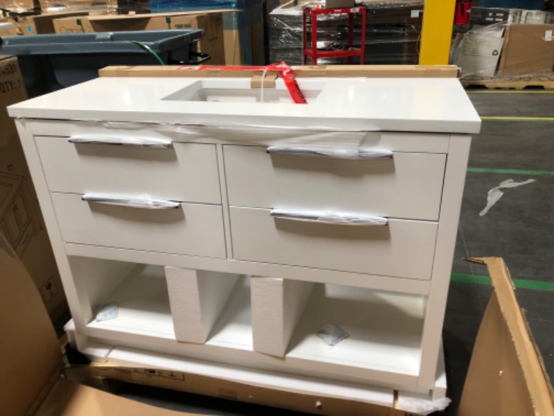 Photo 7 of **See notes**allen + roth Ronald 48-in White Undermount Double Sink Bathroom Vanity with White Engineered Stone Top
