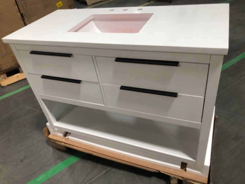 Photo 1 of **See Notes**Origin 21 Beecham 48-in White Undermount Single Sink Bathroom Vanity with White Engineered Stone Top
