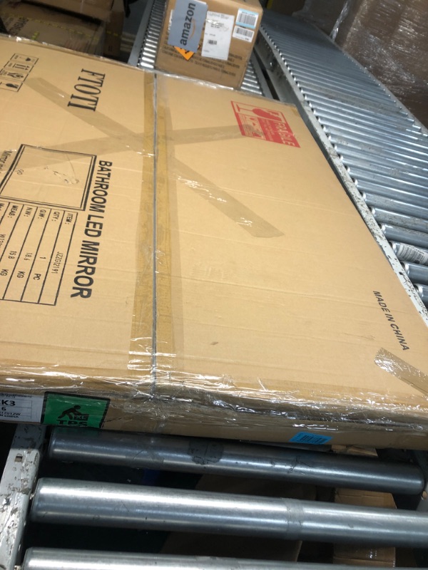 Photo 1 of FTOTI 48x36 Inch LED Bathroom Mirror with Lights, Vanity Lighted Black Framed Mirror Anti Fog Stepless Dimmable,Wall Mounted Light up Mirror (Horizontal/Vertical)