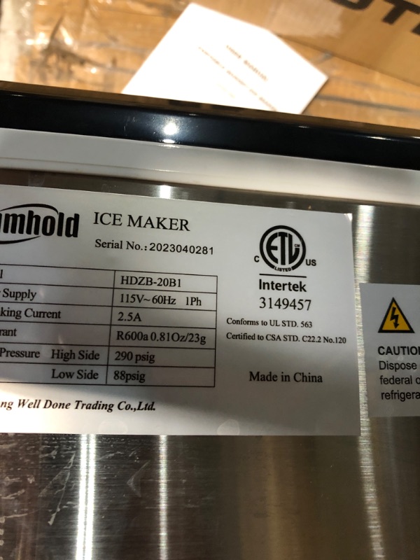 Photo 4 of * important * see notes *
HUMHOLD Nugget Ice Maker Countertop, 44Lbs Pebble Ice Per Day, 24Hrs Preset Program with Automatic Self Cleaning Function