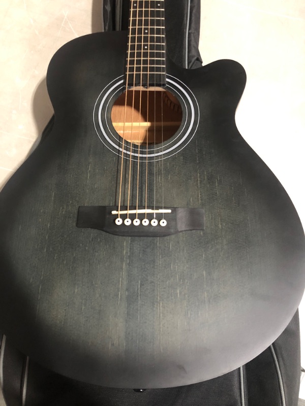 Photo 3 of * used * see all images * 
Donner Black Acoustic Guitar for Beginner Adult Full Size Cutaway Acustica Guitarra