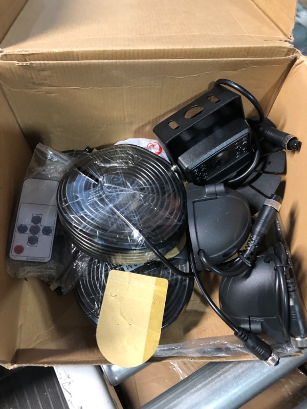 Photo 1 of Backup Camera System with 9.1’’ Large Monitor and DVR for RV semi Box Truck Trailer Rear and Side View Quad HD Camera 4 Split Screens Record Function IP69 Waterproof Avoid Blind spot eRapta AYX903 9-inch+3 cameras