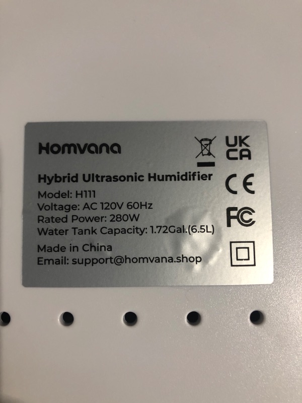 Photo 4 of * item sold for repair * parts *
Homvana Humidifiers for Bedroom Large Room Home, 6.5L Warm and Cool Mist Ultrasonic Humidifier for Baby Kids Plants