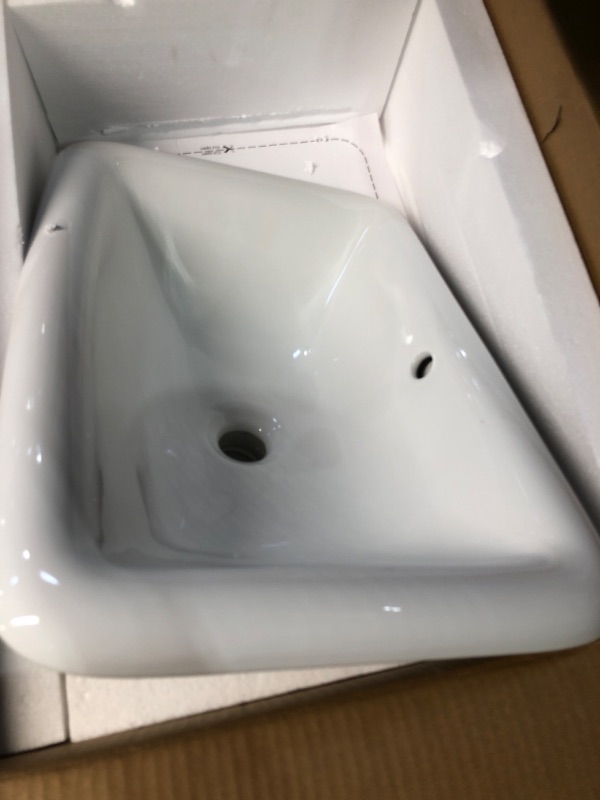 Photo 2 of Enbol 22" x 15" Drop-in Bathroom Sink White Rectangle Ceramic Sink Vanity Basin with Overflow