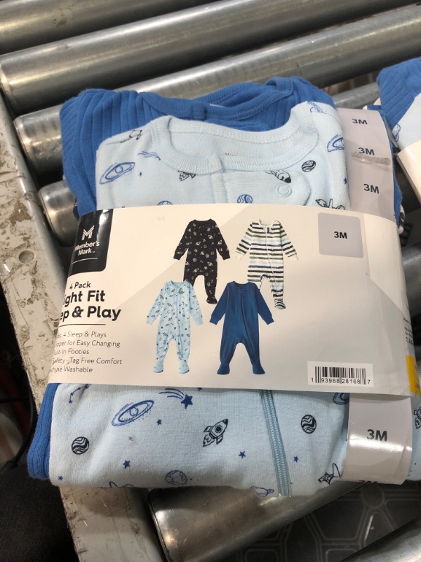 Photo 3 of *SIM TO STOCK* Baby Boys 4 Pack Sleep 'N Play Footie