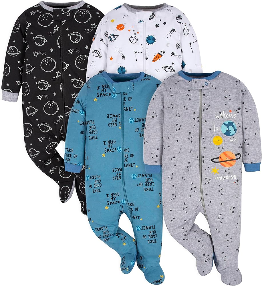 Photo 1 of *SIM TO STOCK* Baby Boys 4 Pack Sleep 'N Play Footie