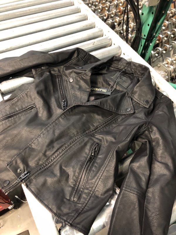 Photo 2 of [BLANKNYC] Womens Luxury Clothing Semi Fitted Vegan Leather Motorcycle Jacket Medium Onyx