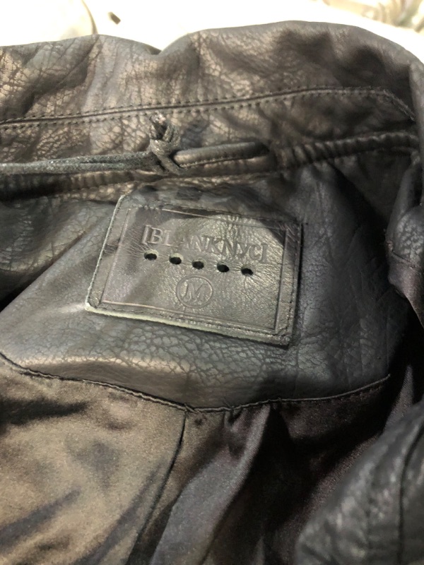 Photo 4 of [BLANKNYC] Womens Luxury Clothing Semi Fitted Vegan Leather Motorcycle Jacket Medium Onyx