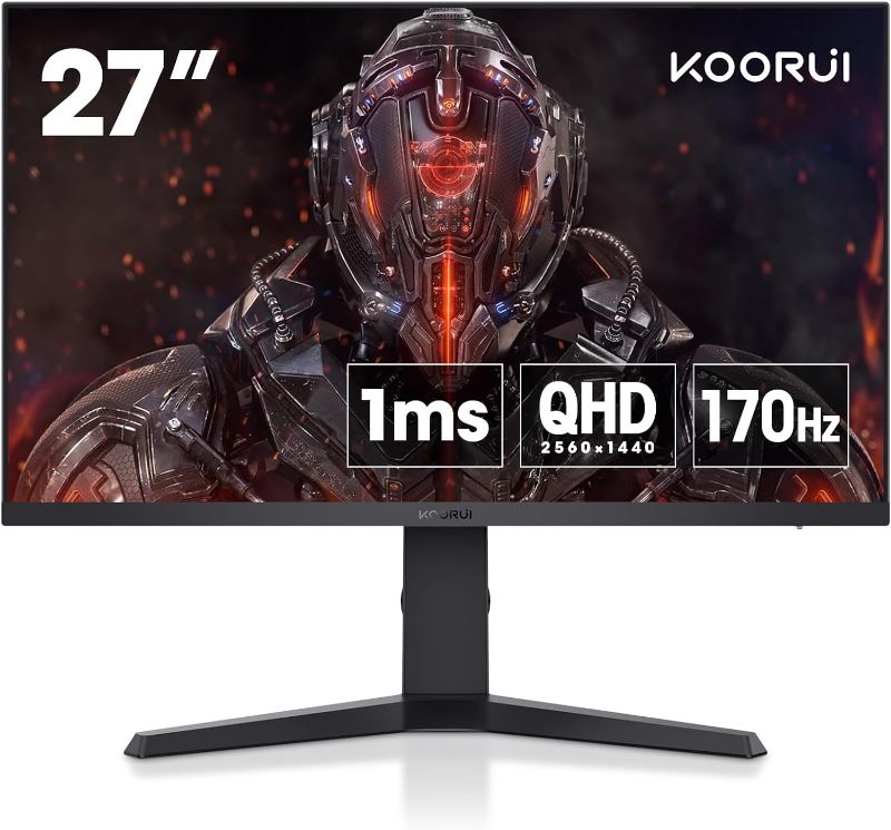 Photo 1 of KOORUI 27 Inch Gaming Monitor, QHD(2560 * 1440) Vertical Rotating Computer Monitors
