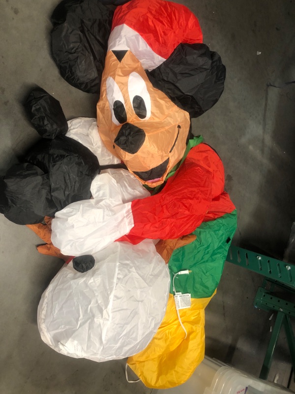 Photo 6 of Gemmy Animated Airblown Inflatable Mickey Putting Hat on Snowman Scene Disney, 6 ft Tall