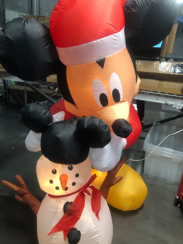 Photo 2 of Gemmy Animated Airblown Inflatable Mickey Putting Hat on Snowman Scene Disney, 6 ft Tall