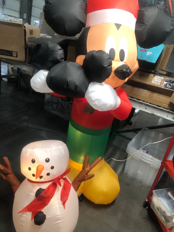 Photo 5 of Gemmy Animated Airblown Inflatable Mickey Putting Hat on Snowman Scene Disney, 6 ft Tall