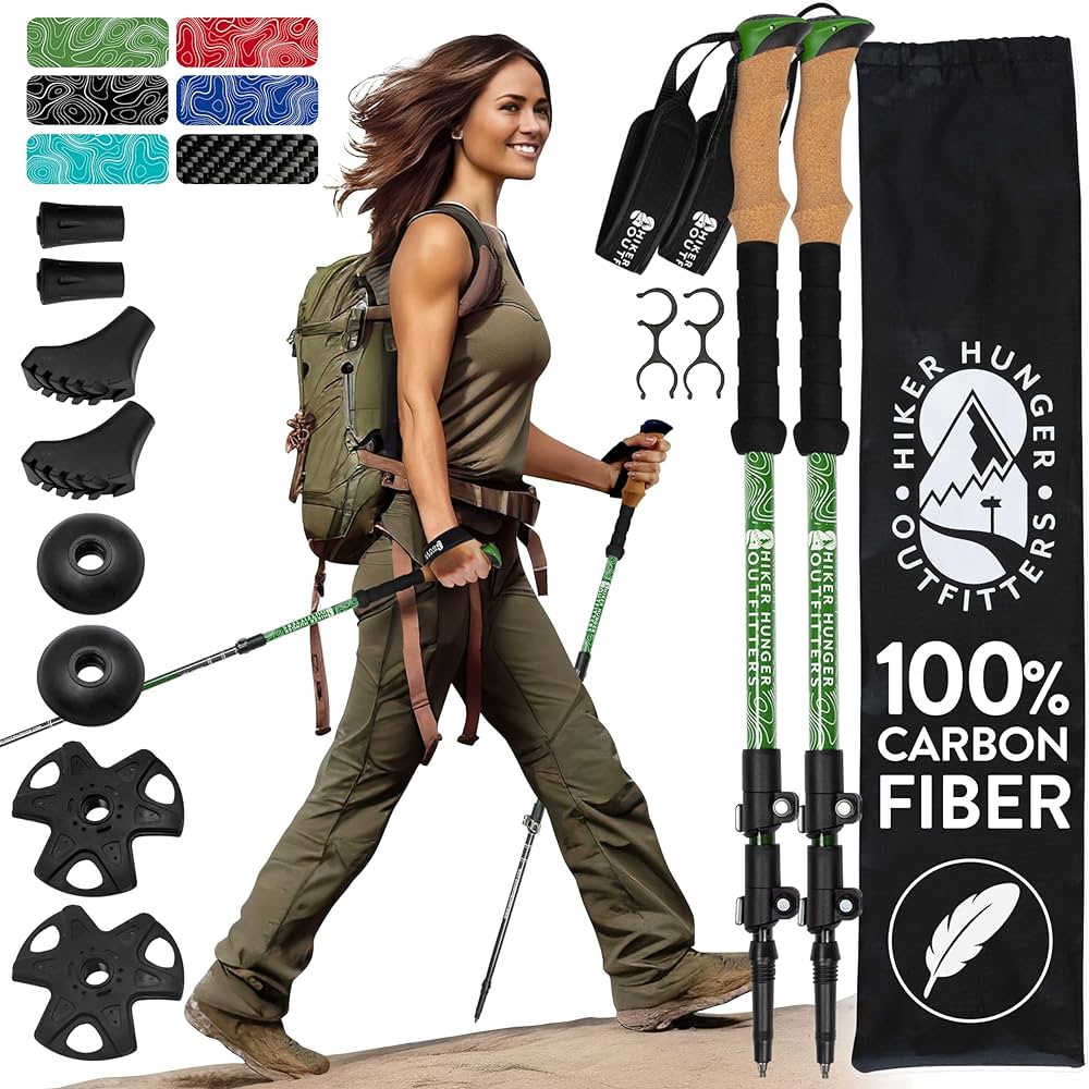 Photo 1 of * PREV OPENED* Carbon Fiber Trekking Poles by USA Brand - Ultra Strong Lightweight