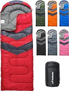 Photo 1 of *SIM TO STOCK* Camping Sleeping Bags for Adults - Compact Sleeping Bag for Hiking, Backpacking, Cold Weather & Warm - Lightweight Packable Travel Gear Summer & Winter - Kids Girls Boys 1 & Double 2 Person Single - 29.5in x 86.6" Ocean Blue with Stripes