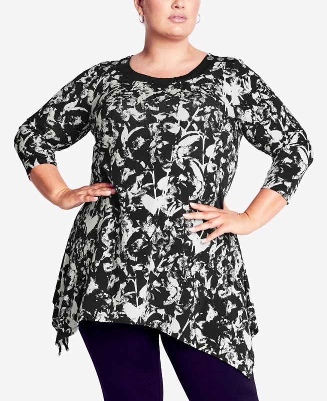 Photo 1 of Avenue Plus Size Pamela Print Tunic Top - Silhouette Size 18
