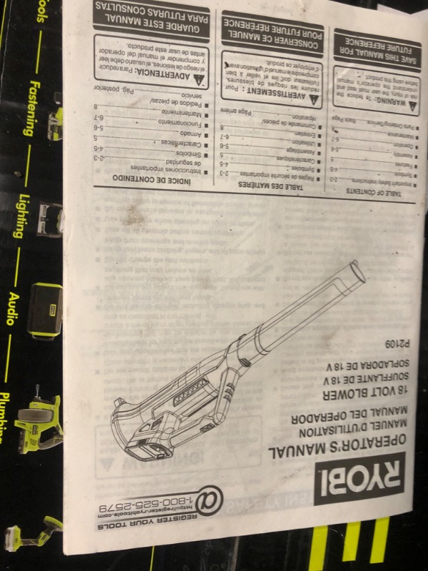 Photo 2 of (READ NOTES) RYOBI (RY40460) 350 CFM 18V Cordless Jet Fan Blower, 4.0 Ah Battery and Charger