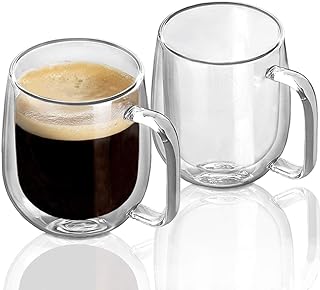 Photo 3 of  Double Wall Glass Coffee Mugs Tea Cups Set of 2, Thermal Insulated and No Condensation with Wide Handle