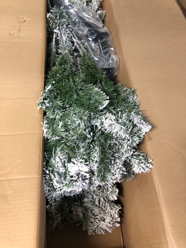 Photo 3 of Assilyraft 6FT Un-Lit Flocked Elwood Pine Artificial Christmas Tree - Festive Holiday Décor Flocked Tree Without Lights